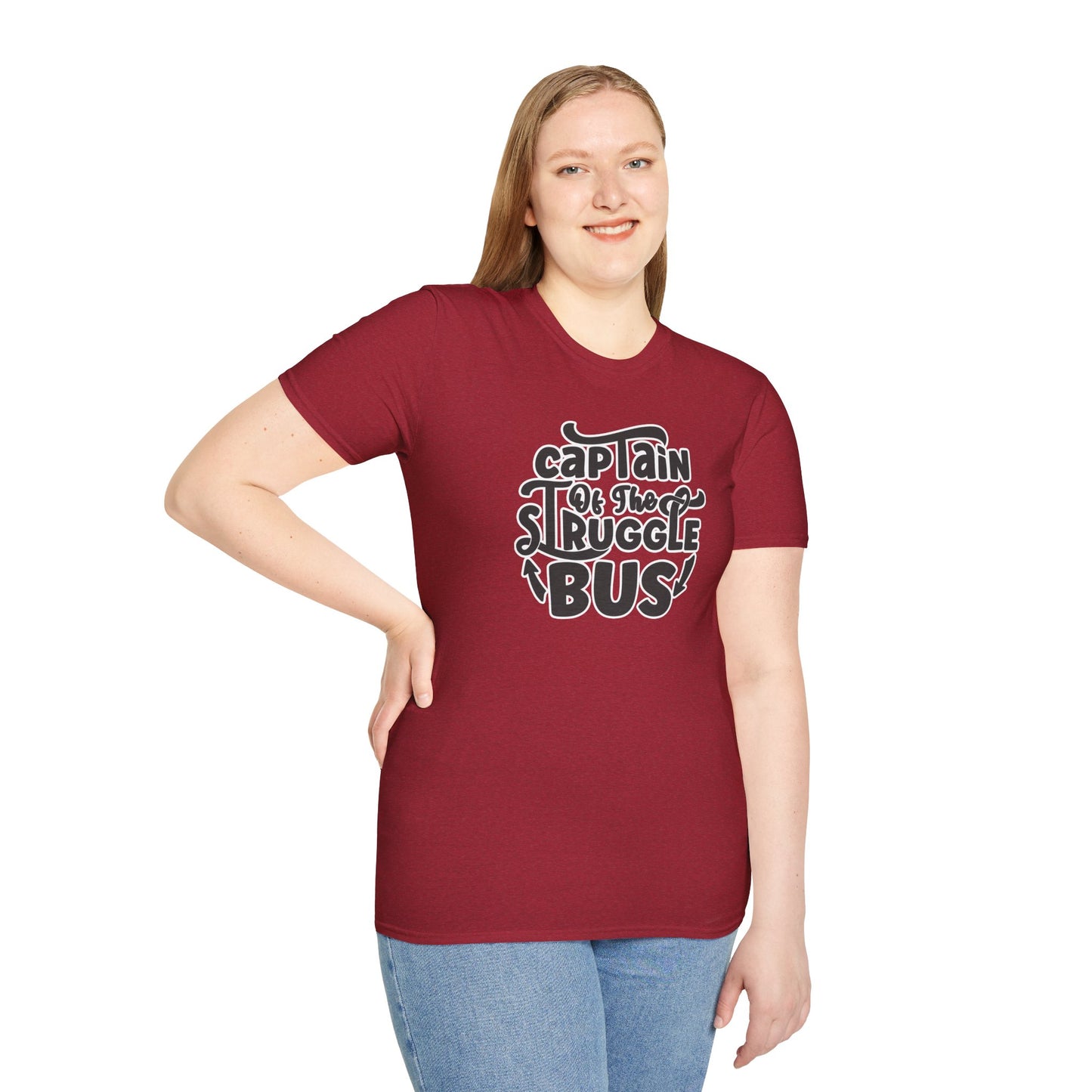 "Captain of the Struggle Bus" Funny & Relatable T-Shirt β Ironic Confidence Tee for the Overwhelmed, Charming, and Still Going Strong