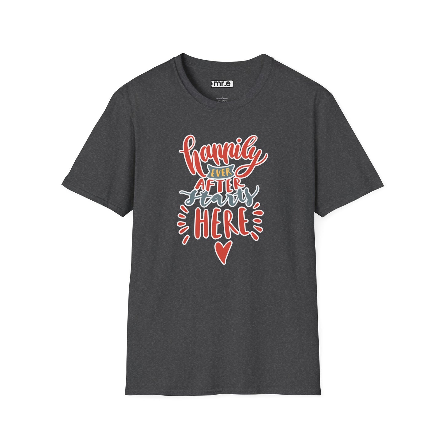 "Happily Ever After Starts Here" Inspirational & Wholesome T-Shirt – Cute Motivational Graphic Tee for Dreamers, Romantics & New Beginnings
