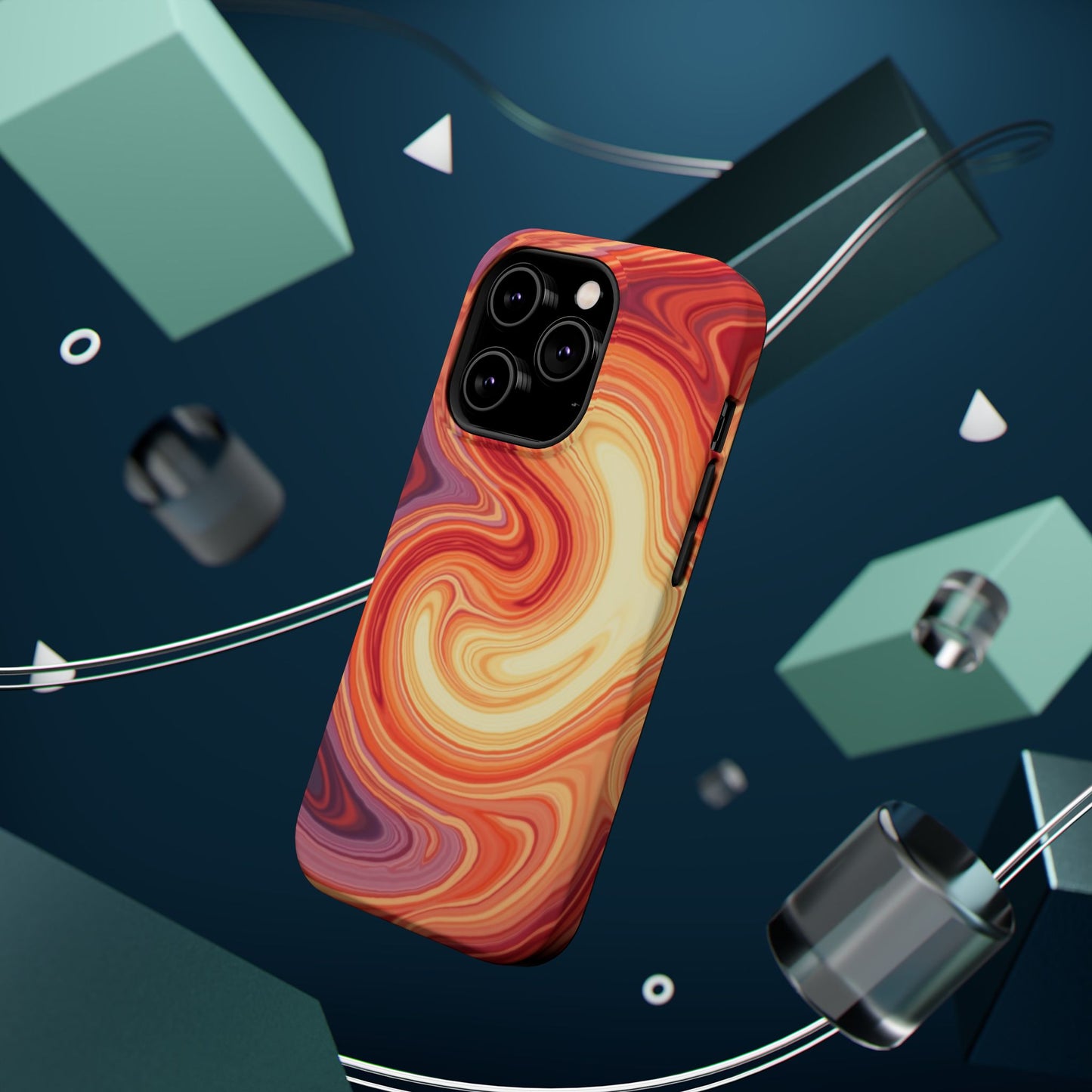 Sunset Phone Case - Orange Aesthetic iPhone Case, Warm Gift Idea, Trendy Swirl Design