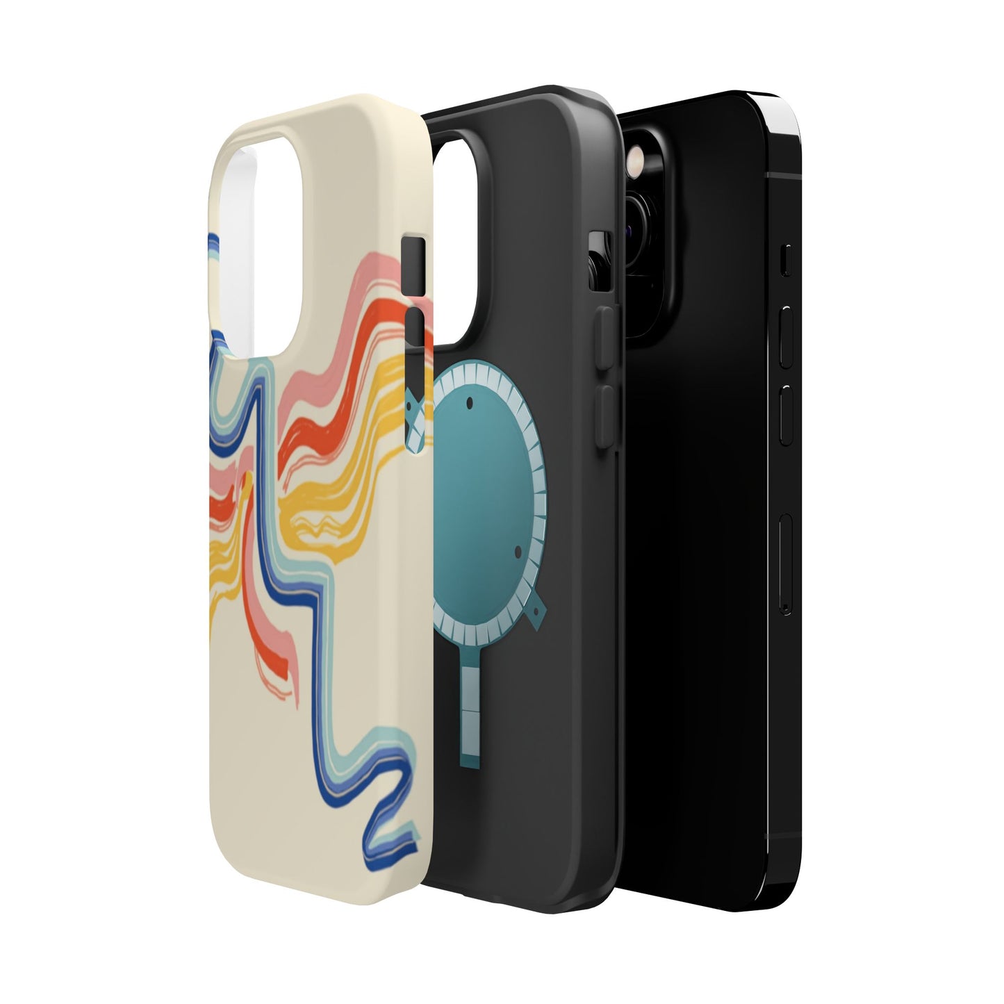 Retro Wave iPhone Case - Aesthetic Streamline Design, Trendy Gift Idea