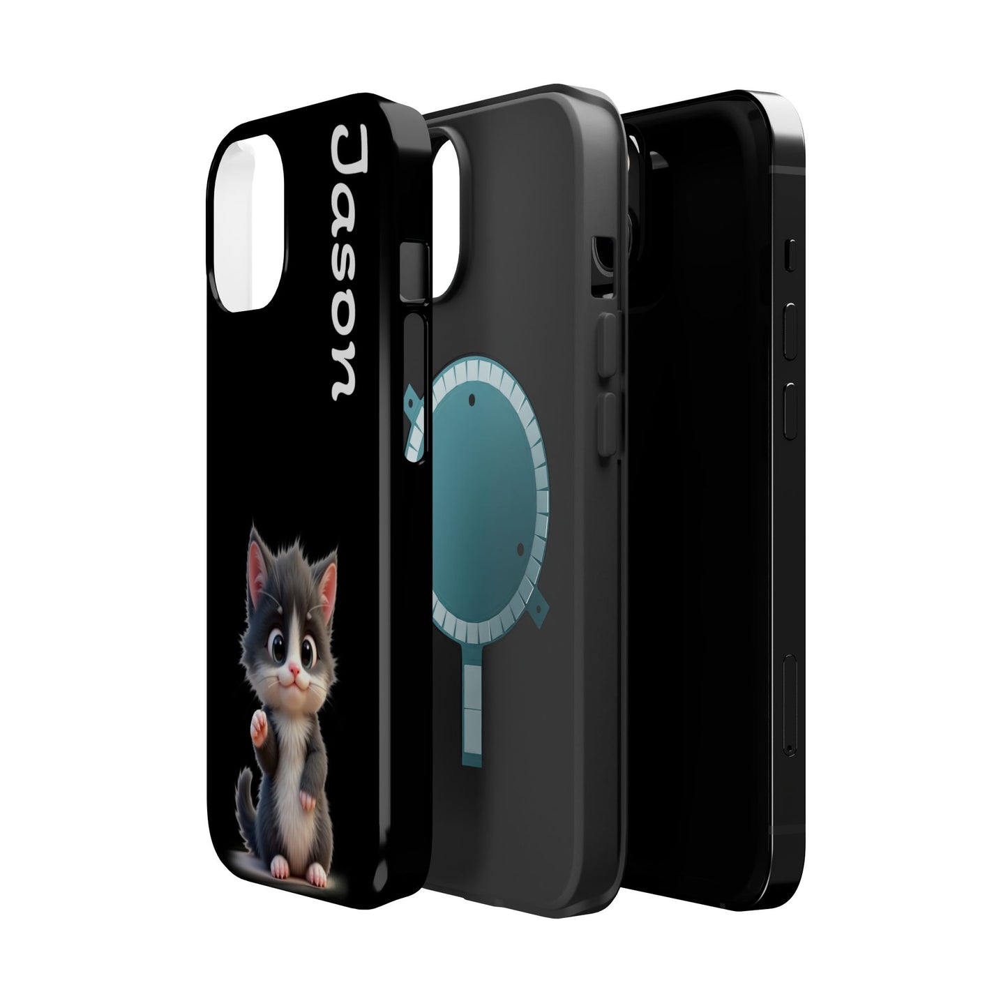 Personalized Kitten Phone Case - Custom Name Cat Lover Gift | Cute Black iPhone Cases for Women & Girls