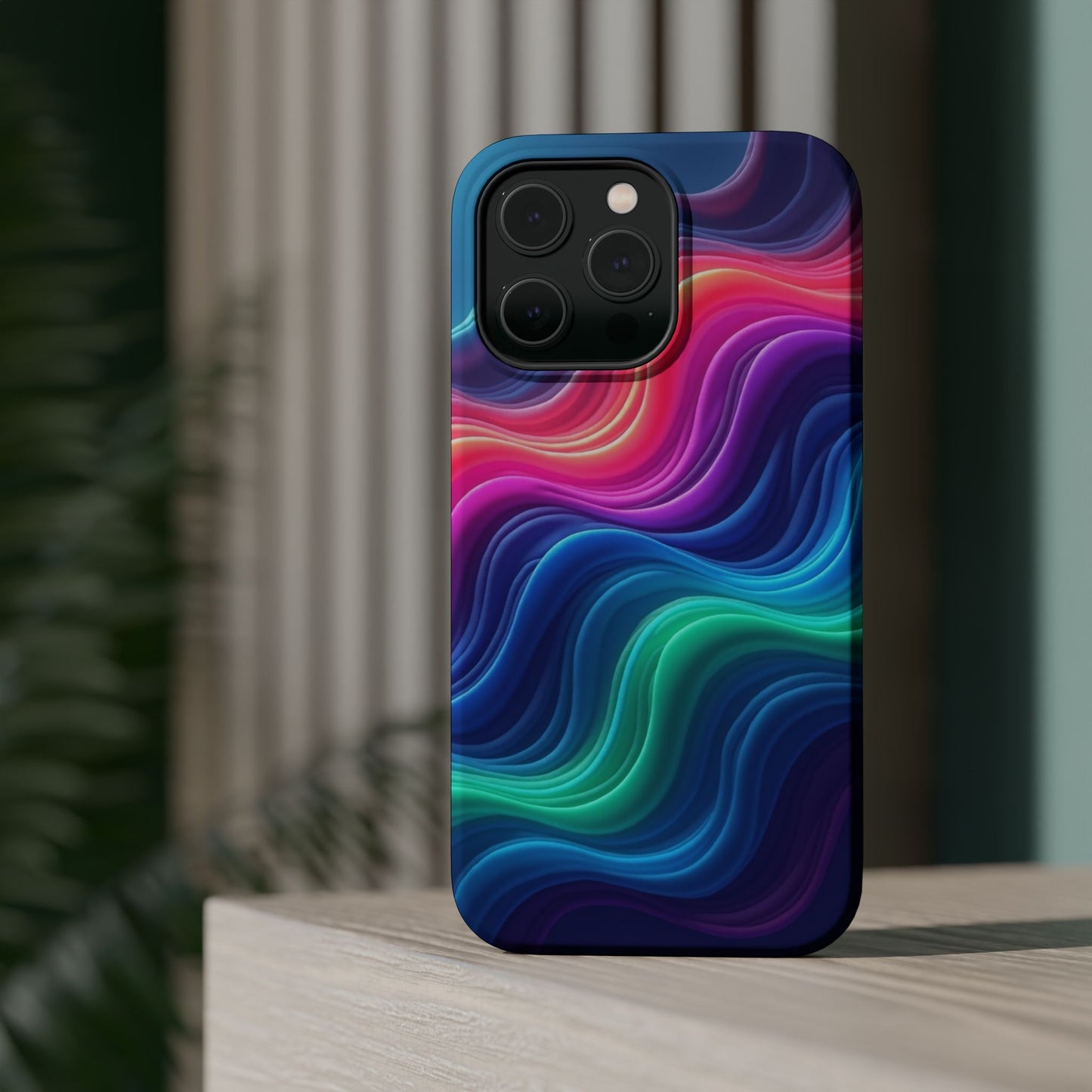 Neon Wave Phone Case - Aesthetic Glowing Design | iPhone 14-17 Cases | Trendy Gifts for Her, Rave Accessory