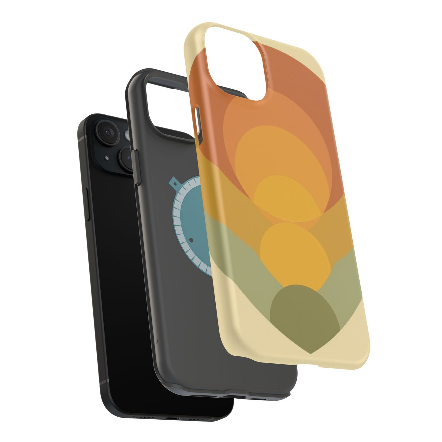 70s Sunburst Phone Case - Vintage Aesthetic iPhone Case, Retro Gift Idea, Brown Orange Design