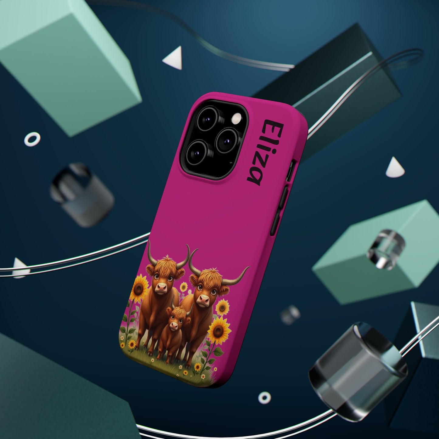 Highland Cow Phone Case - Personalized Custom Name | Cute Farm Animal Gift | iPhone Cases for Women & Girls