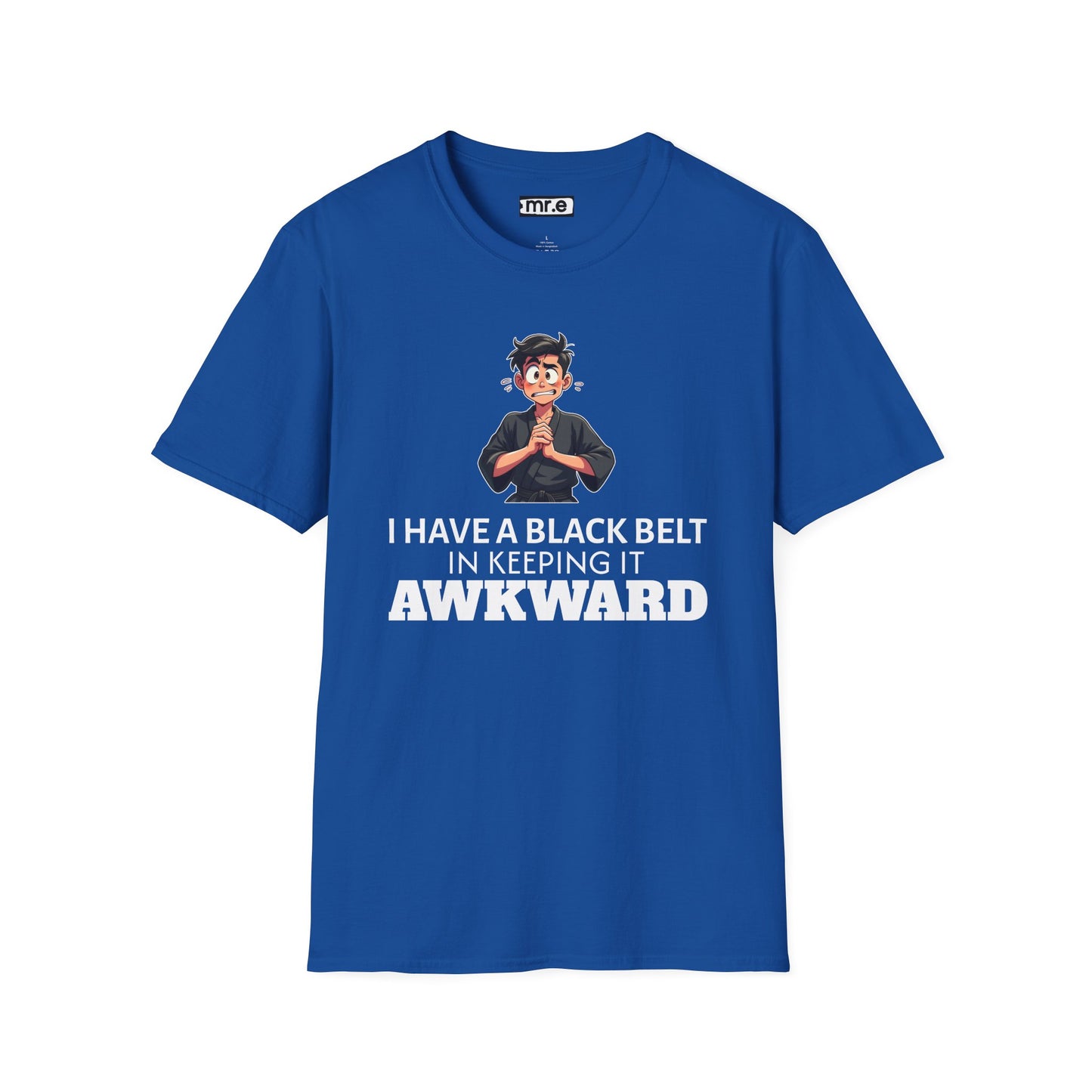 Funny Black Belt in Keeping It Awkward T-Shirt β Sarcastic Karate Kid Cartoon Tee, Ironic Humor Gift for Socially Clumsy & Relatable Souls