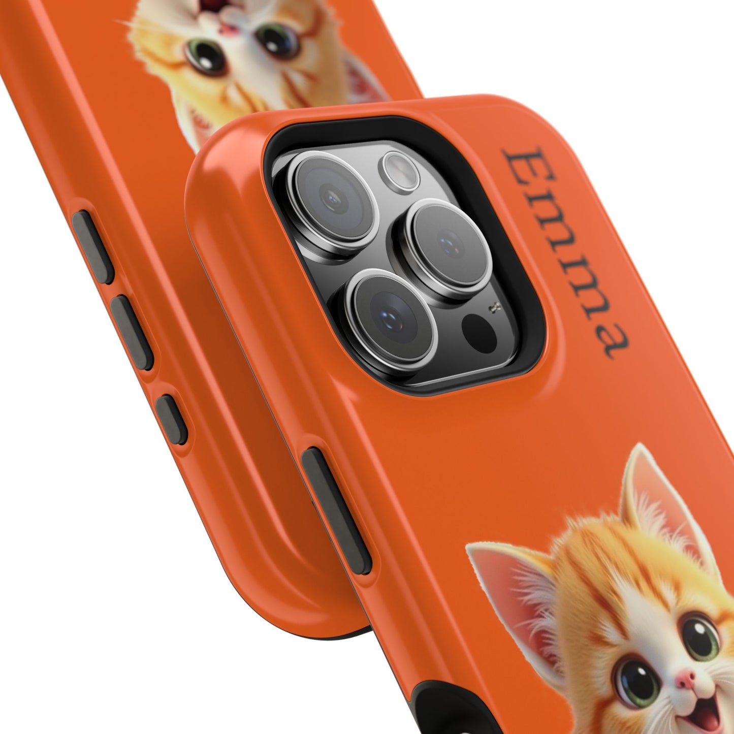 Personalized Orange Tabby Cat Phone Case - Custom Name Gift for Cat Lovers | Kawaii Kitten Cases for Girls & Women