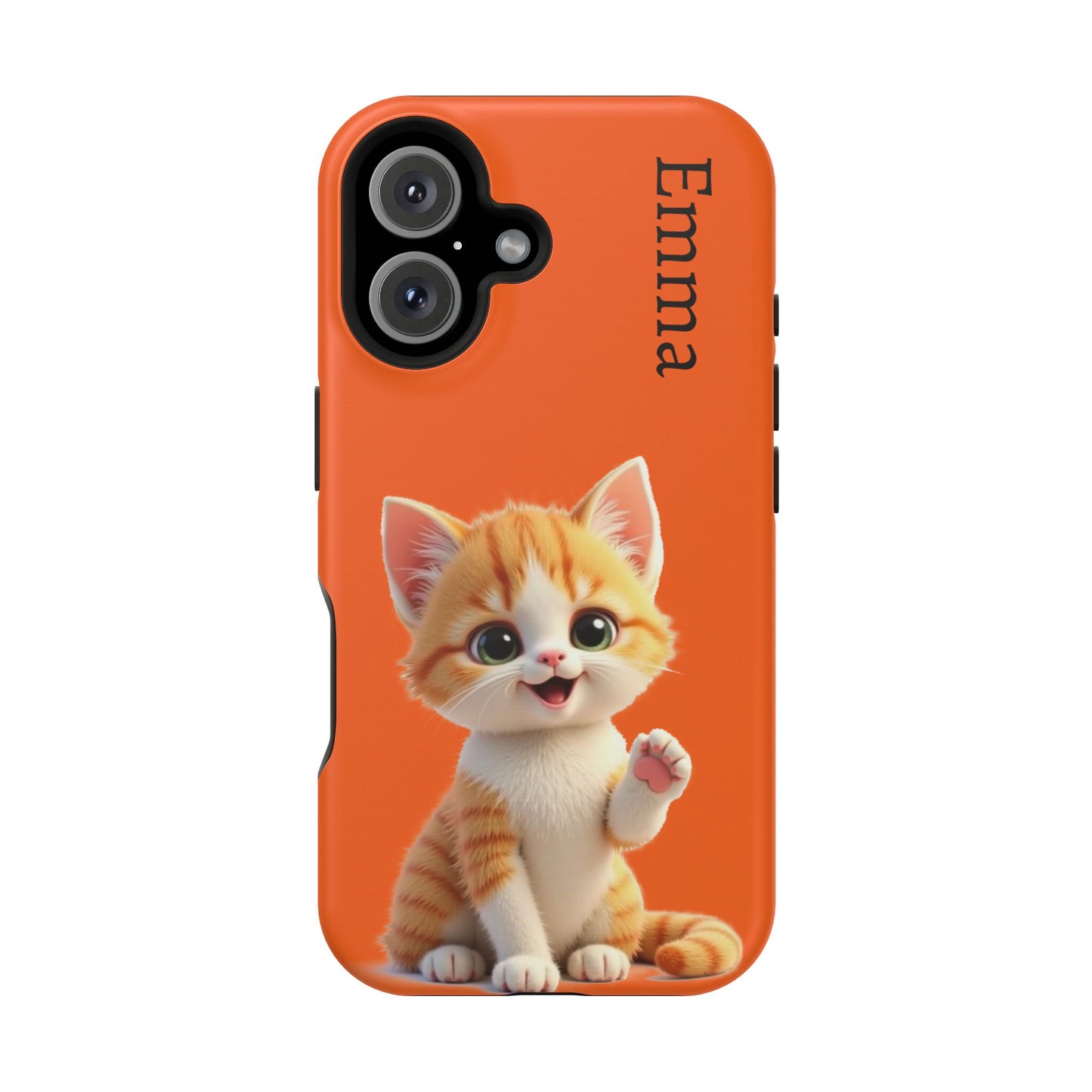Personalized Orange Tabby Cat Phone Case - Custom Name Gift for Cat Lovers | Kawaii Kitten Cases for Girls & Women