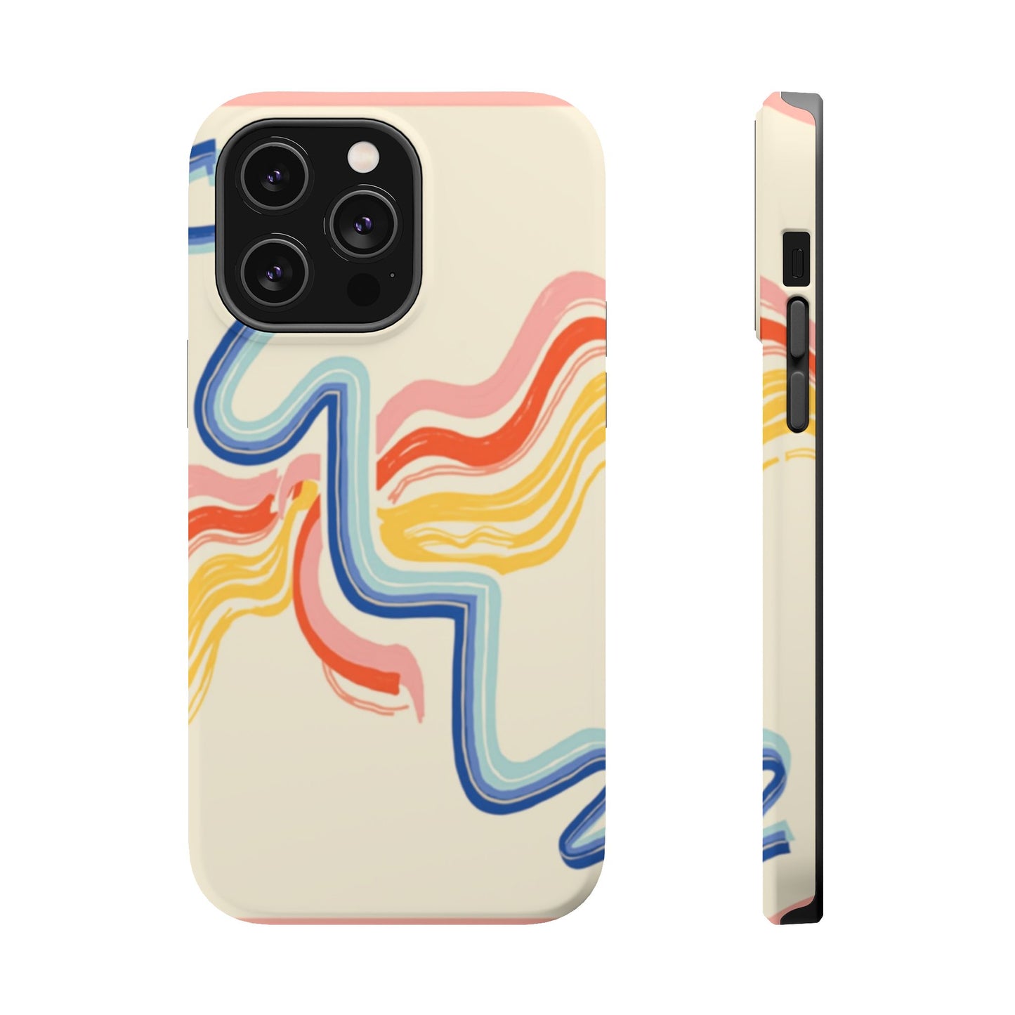 Retro Wave iPhone Case - Aesthetic Streamline Design, Trendy Gift Idea