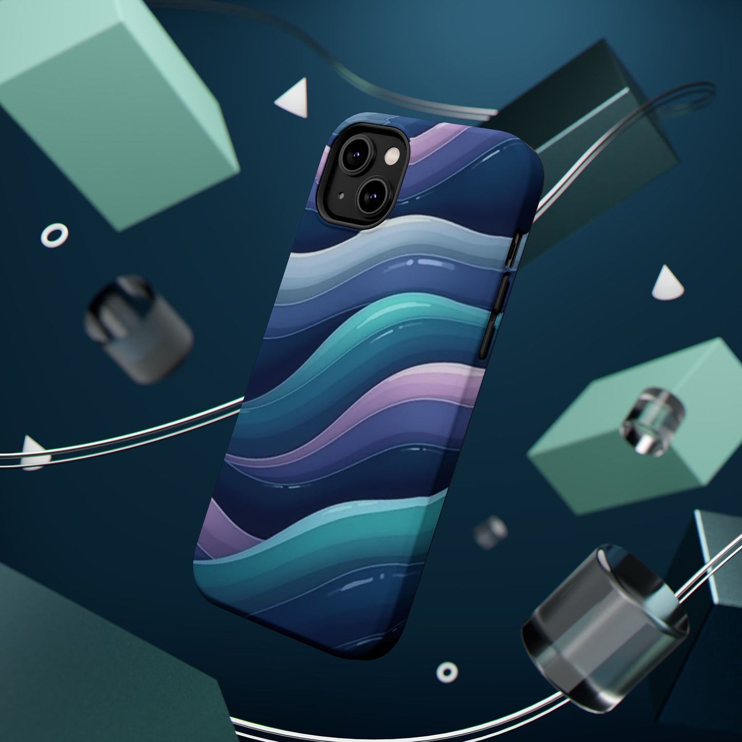 Blue Wave Phone Case - Aesthetic iPhone Case | Dark Moody Gradient Design | Gifts for Her | Unique Art Print