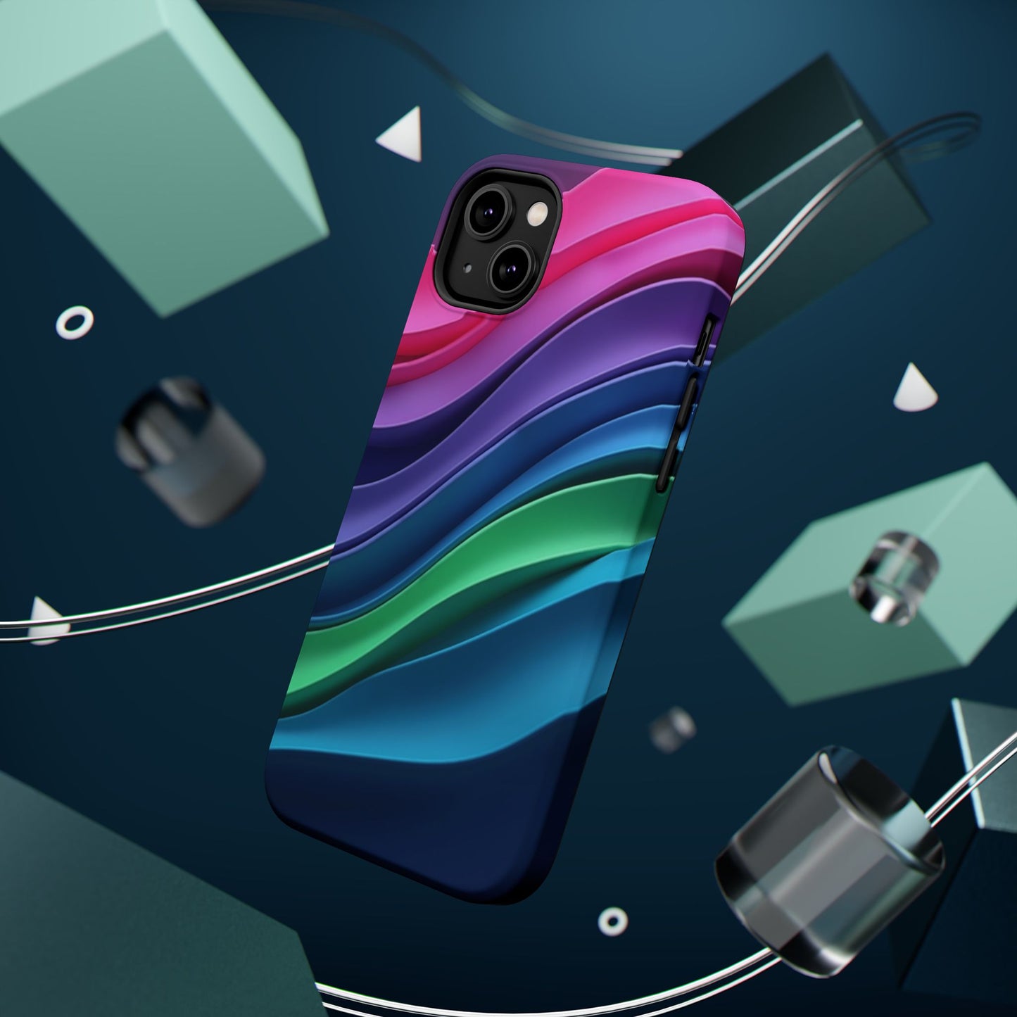 Rainbow Wave Phone Case - Colorful Abstract Design | Aesthetic iPhone Case | Trendy Gifts for Her | Vivid Gradient Art