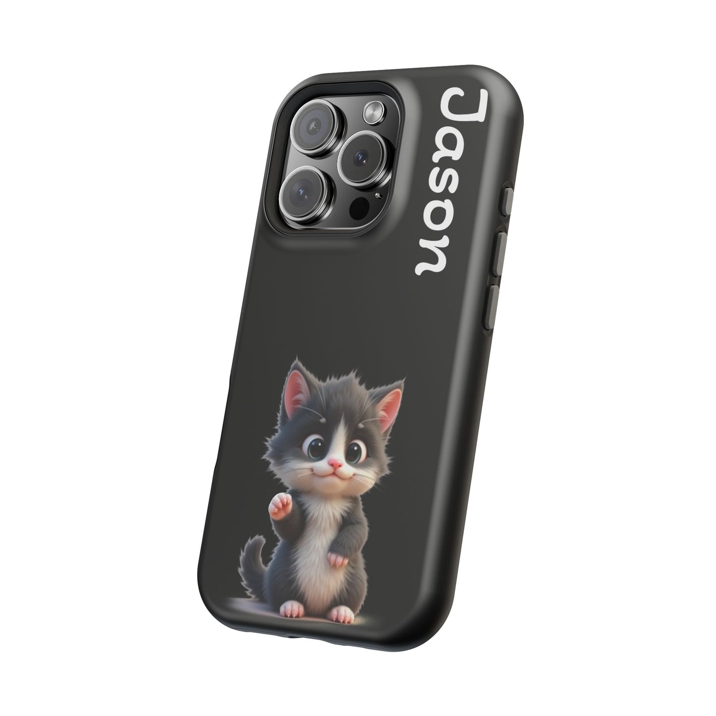 Personalized Kitten Phone Case - Custom Name Cat Lover Gift | Cute Black iPhone Cases for Women & Girls
