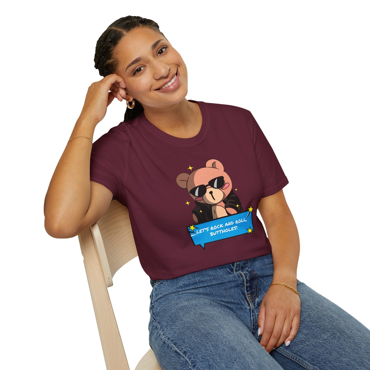 "Let’s Rock ‘n’ Roll, Buttholes!" Bold & Hilarious Graphic Tee – Sassy Body Positivity T-Shirt for the Unapologetically You