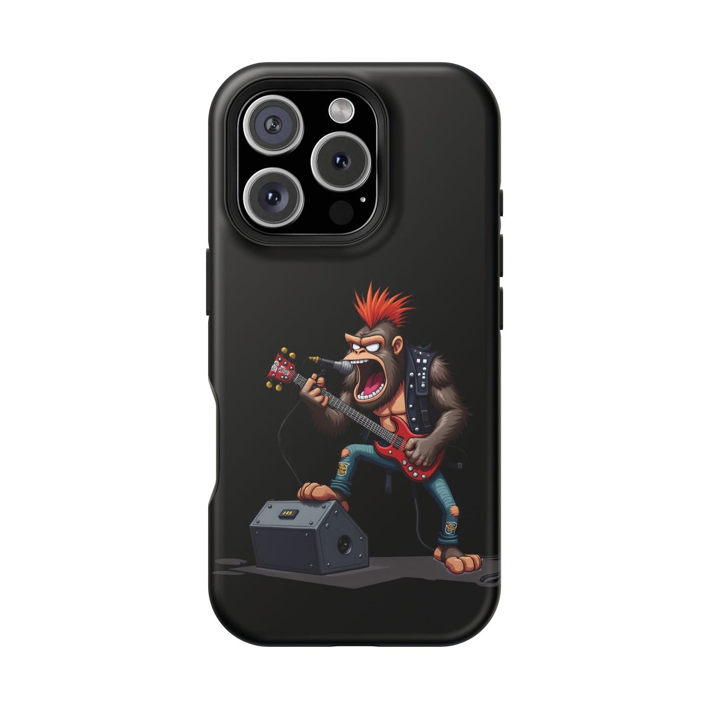 Punk Rock Gorilla iPhone Case - Funny Music Gift, Edgy Aesthetic, Animal Lover Gift