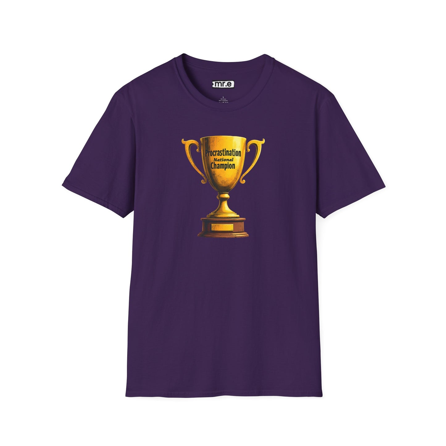 Funny Trophy T-Shirt – “Procrastination National Champion” Tee – Sarcastic Humor Gift for Lazy Legends