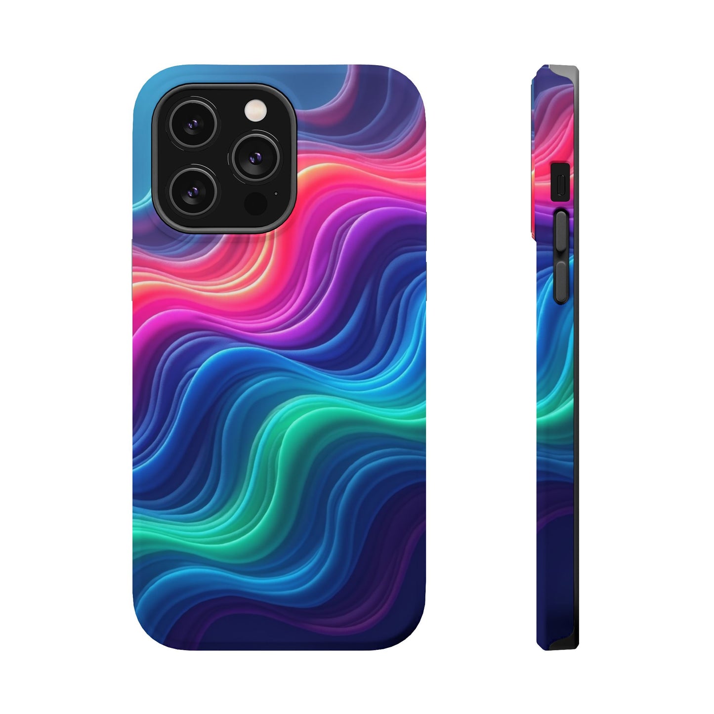 Neon Wave Phone Case - Aesthetic Glowing Design | iPhone 14-17 Cases | Trendy Gifts for Her, Rave Accessory