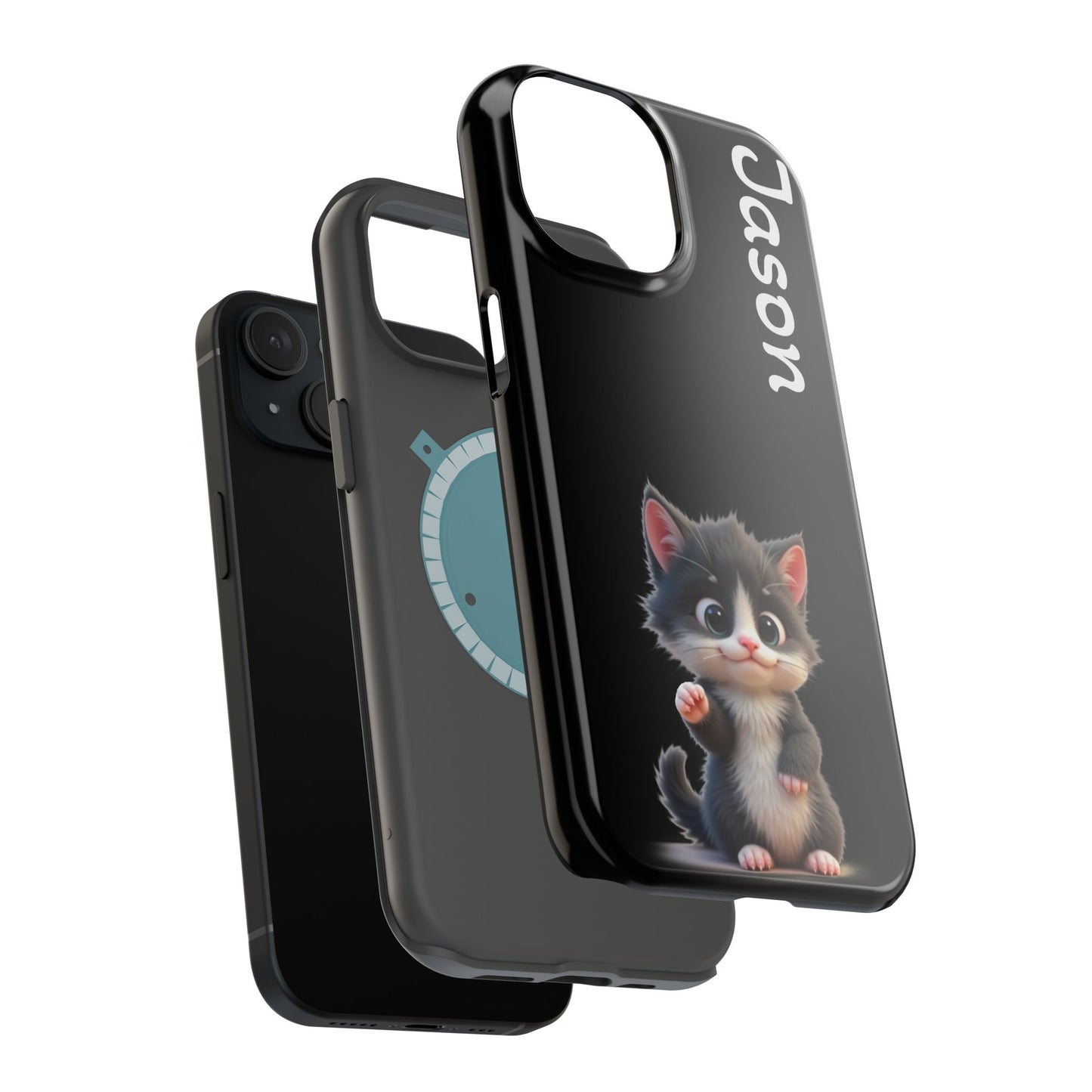 Personalized Kitten Phone Case - Custom Name Cat Lover Gift | Cute Black iPhone Cases for Women & Girls