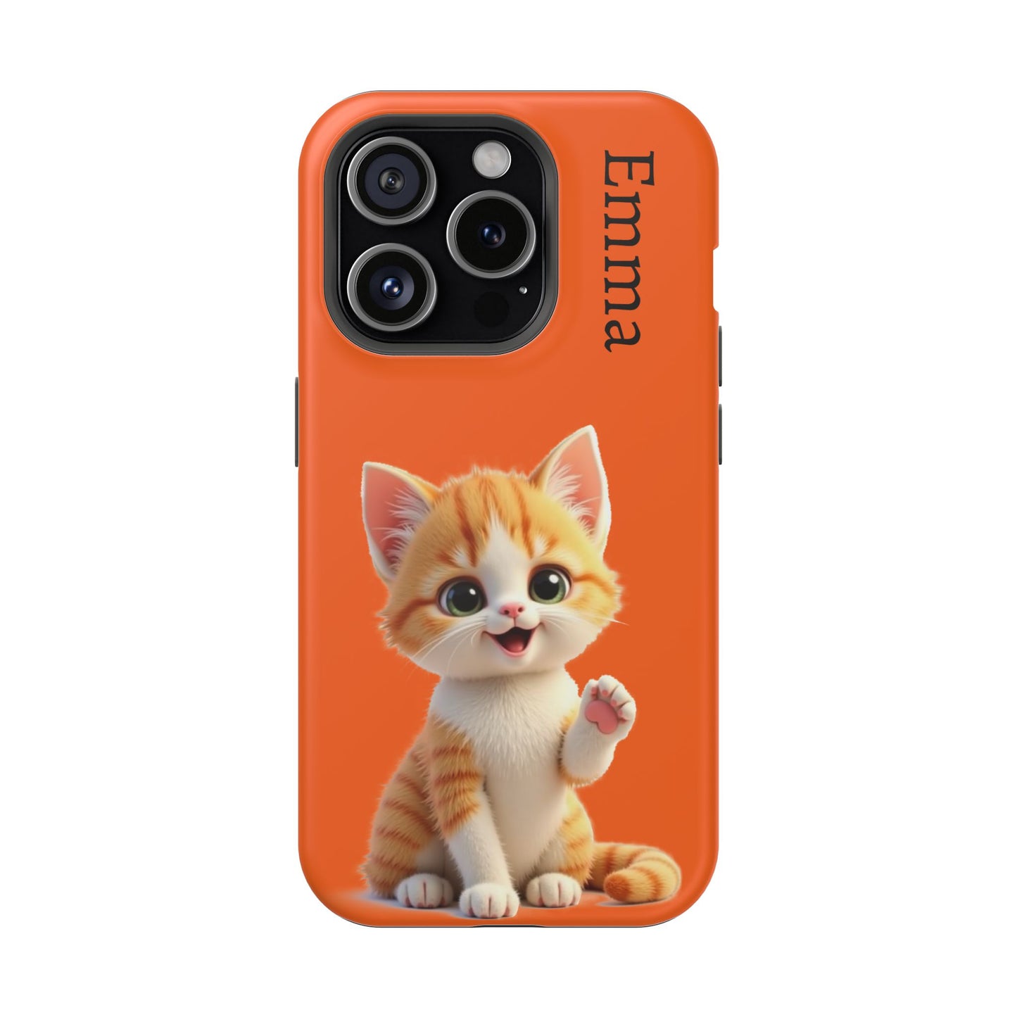 Personalized Orange Tabby Cat Phone Case - Custom Name Gift for Cat Lovers | Kawaii Kitten Cases for Girls & Women