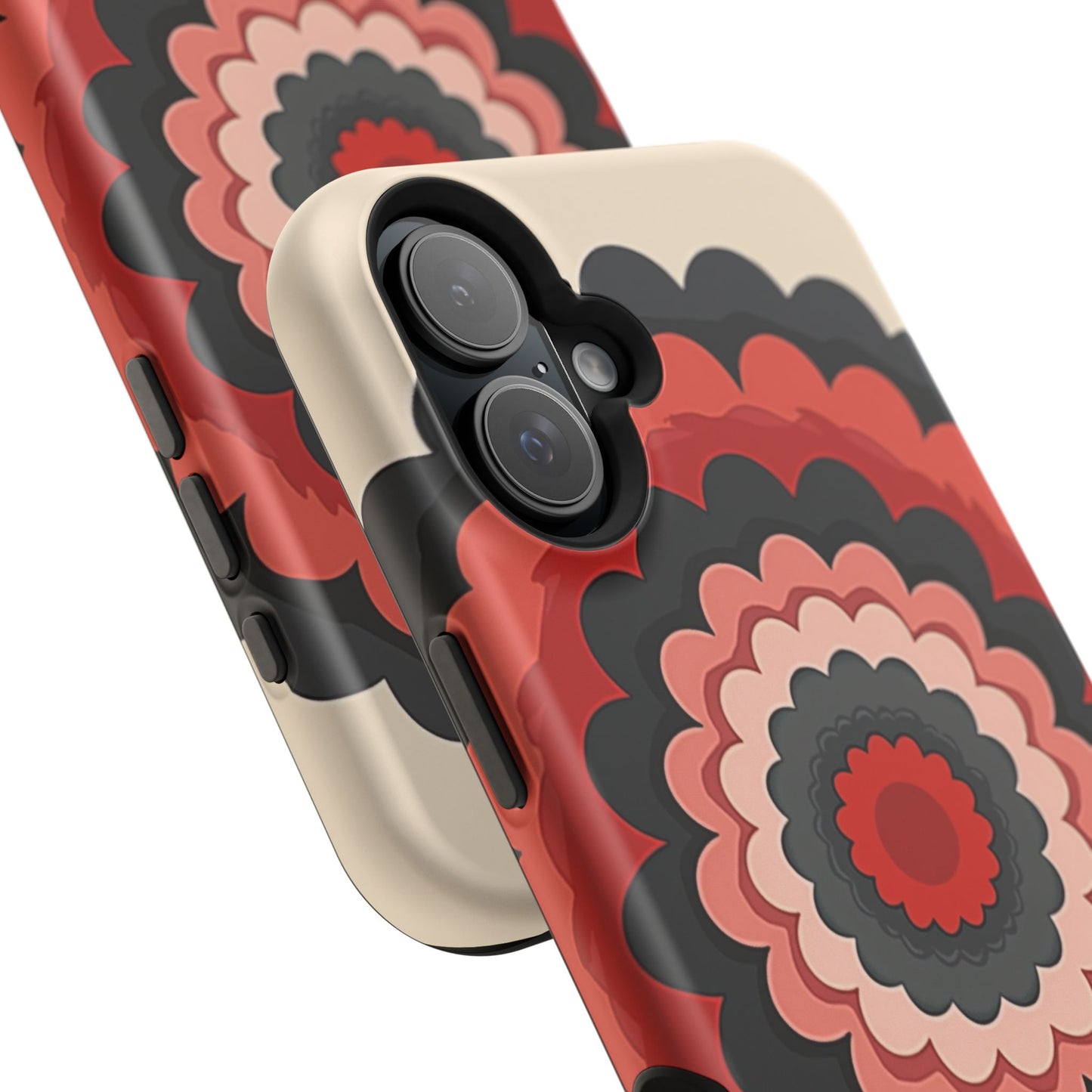 Layered Scallop Bloom iPhone Case - Retro Floral Design, Bold Aesthetic Gift Idea