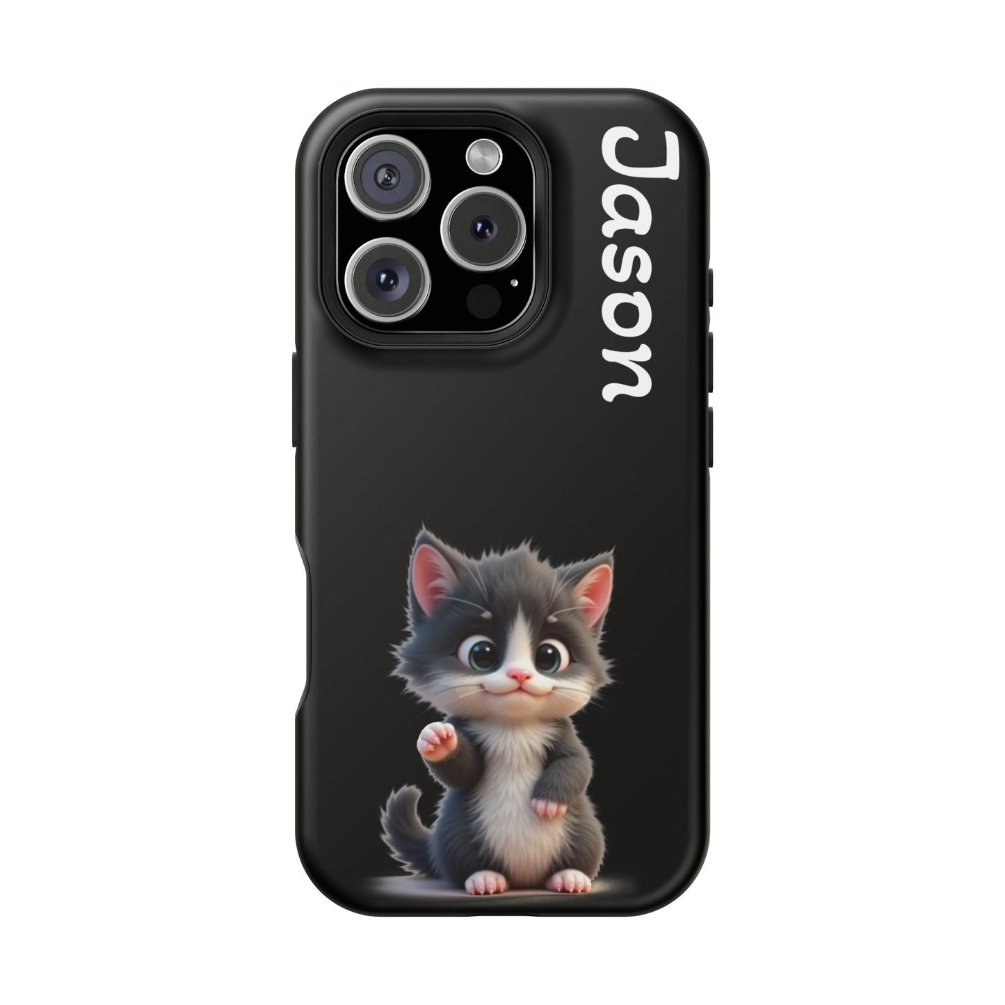 Personalized Kitten Phone Case - Custom Name Cat Lover Gift | Cute Black iPhone Cases for Women & Girls