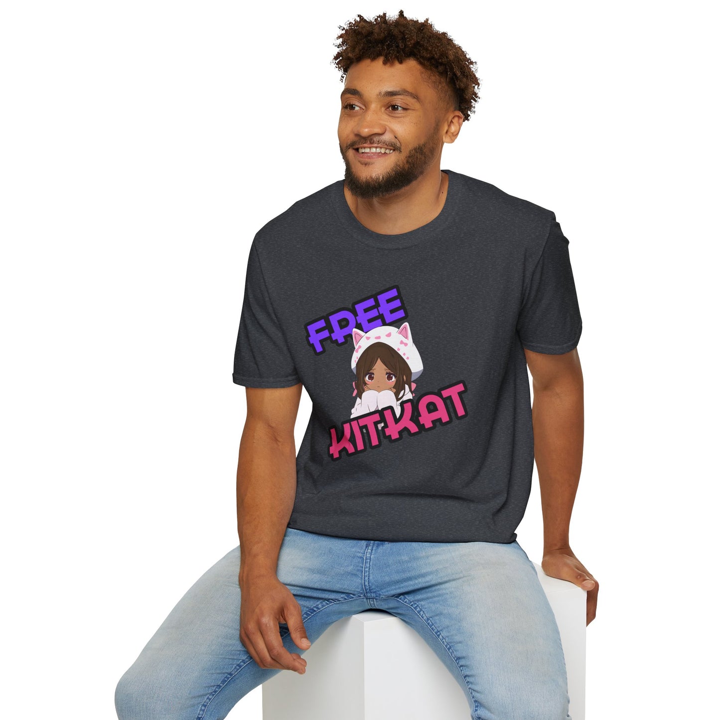 "Free KitKat" Anime Girl T-Shirt β Cute Kawaii Cat Hoodie Design