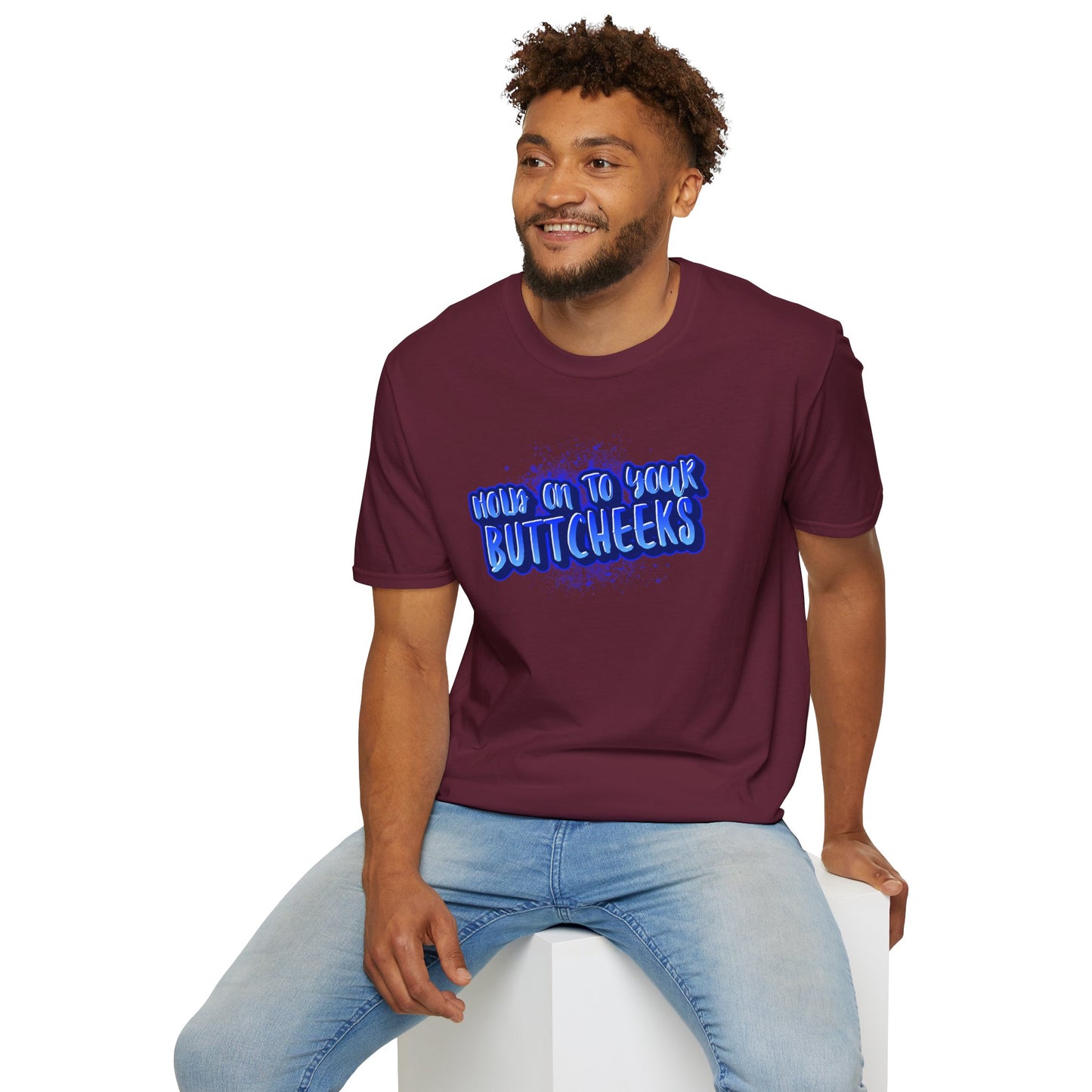 'Hold On To Your Buttcheeks' - Humorous Unisex Lightweight Cotton T-Shirt