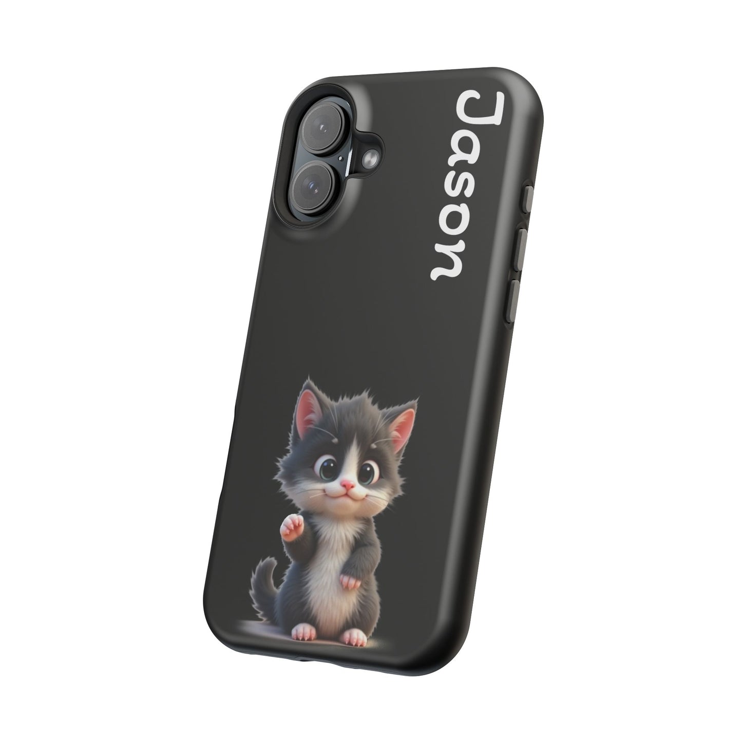 Personalized Kitten Phone Case - Custom Name Cat Lover Gift | Cute Black iPhone Cases for Women & Girls