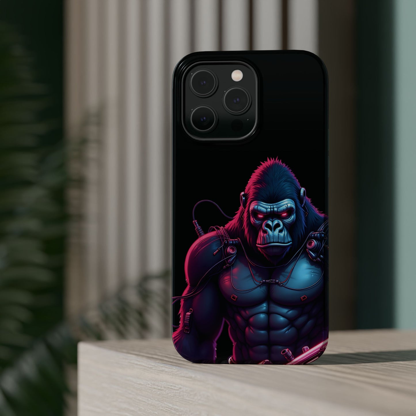 Cyber Primal Phone Case – Neon Power, Gorilla Strength