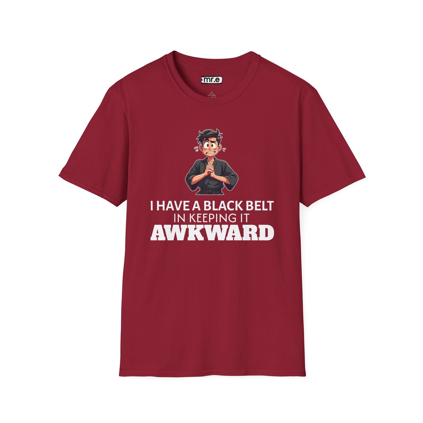 Funny Black Belt in Keeping It Awkward T-Shirt β Sarcastic Karate Kid Cartoon Tee, Ironic Humor Gift for Socially Clumsy & Relatable Souls