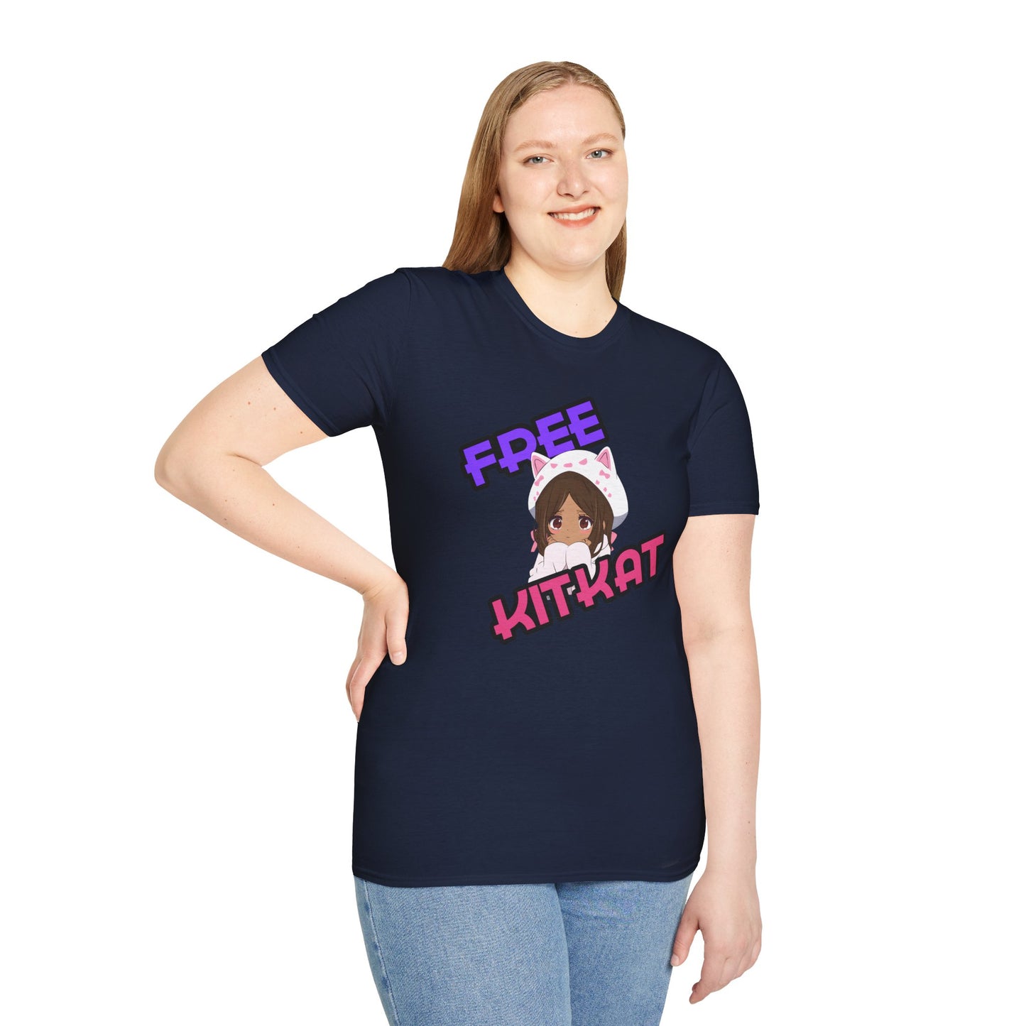 "Free KitKat" Anime Girl T-Shirt β Cute Kawaii Cat Hoodie Design