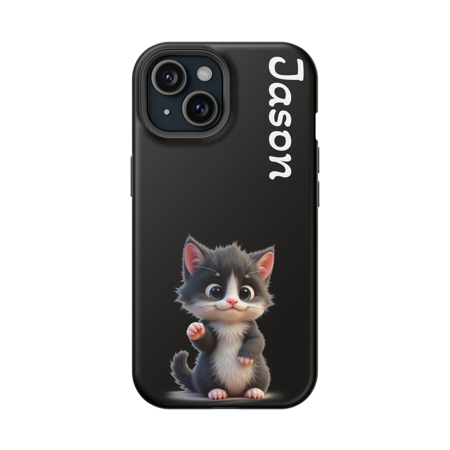 Personalized Kitten Phone Case - Custom Name Cat Lover Gift | Cute Black iPhone Cases for Women & Girls