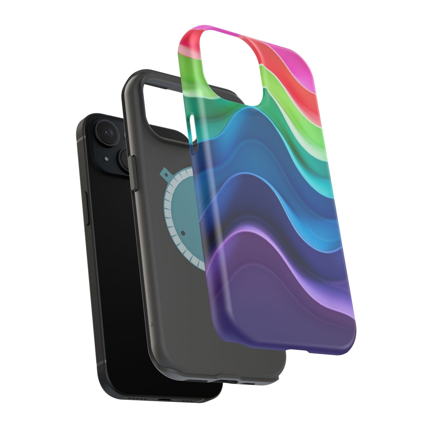 Rainbow Wave Phone Case - Aesthetic Ocean Design | iPhone 14-17 Cases | Nature Gifts for Her, Colorful Trendy Accessory