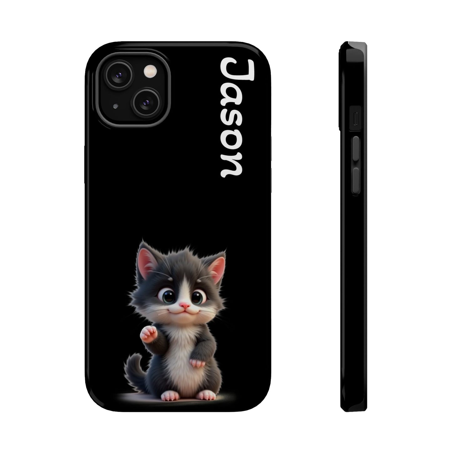 Personalized Kitten Phone Case - Custom Name Cat Lover Gift | Cute Black iPhone Cases for Women & Girls