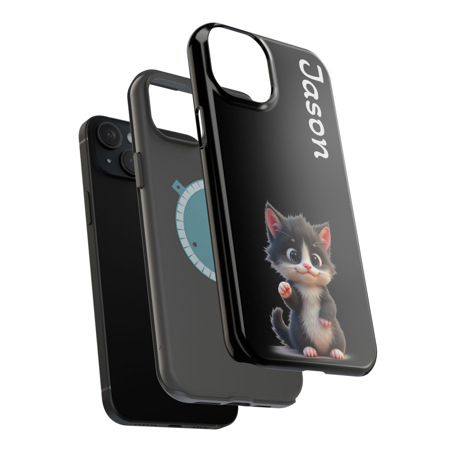 Personalized Kitten Phone Case - Custom Name Cat Lover Gift | Cute Black iPhone Cases for Women & Girls