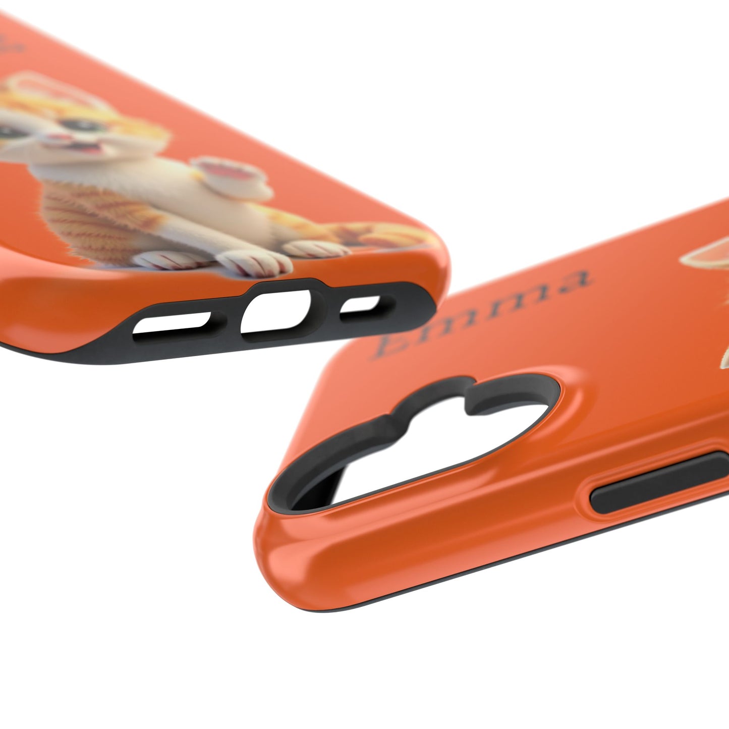 Personalized Orange Tabby Cat Phone Case - Custom Name Gift for Cat Lovers | Kawaii Kitten Cases for Girls & Women