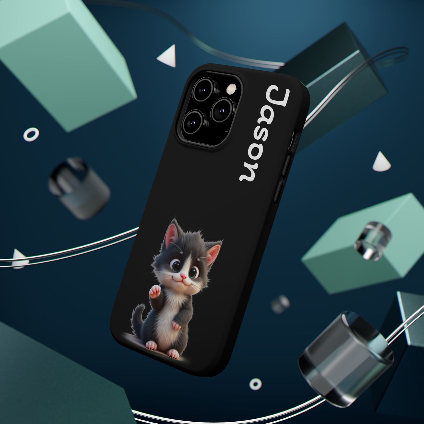 Personalized Kitten Phone Case - Custom Name Cat Lover Gift | Cute Black iPhone Cases for Women & Girls