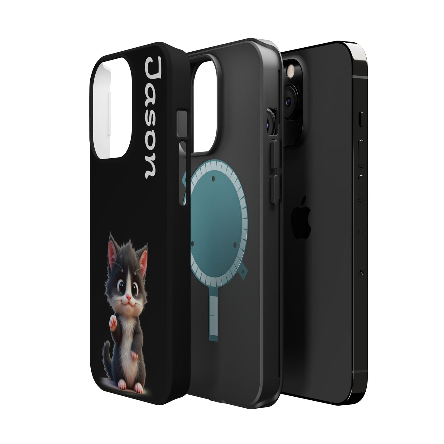 Personalized Kitten Phone Case - Custom Name Cat Lover Gift | Cute Black iPhone Cases for Women & Girls