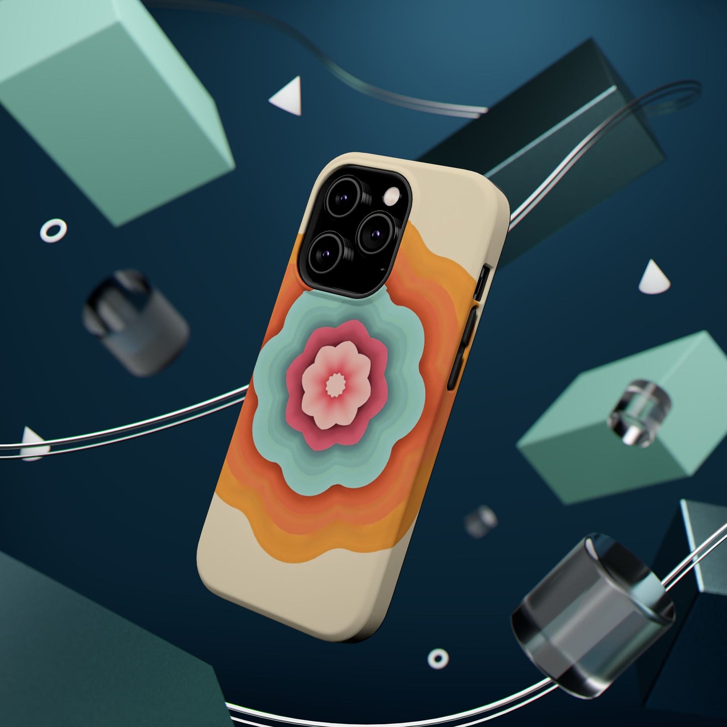 Retro Flower Phone Case - 70s Aesthetic iPhone Case, Vintage Gift Idea, Layered Floral Design