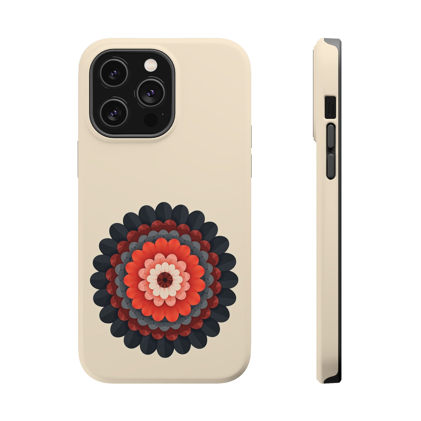 Red & Black Mandala iPhone Case - Bohemian Flower Design, Aesthetic Gift Idea