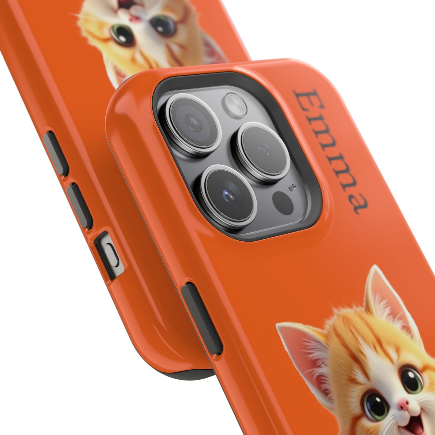Personalized Orange Tabby Cat Phone Case - Custom Name Gift for Cat Lovers | Kawaii Kitten Cases for Girls & Women