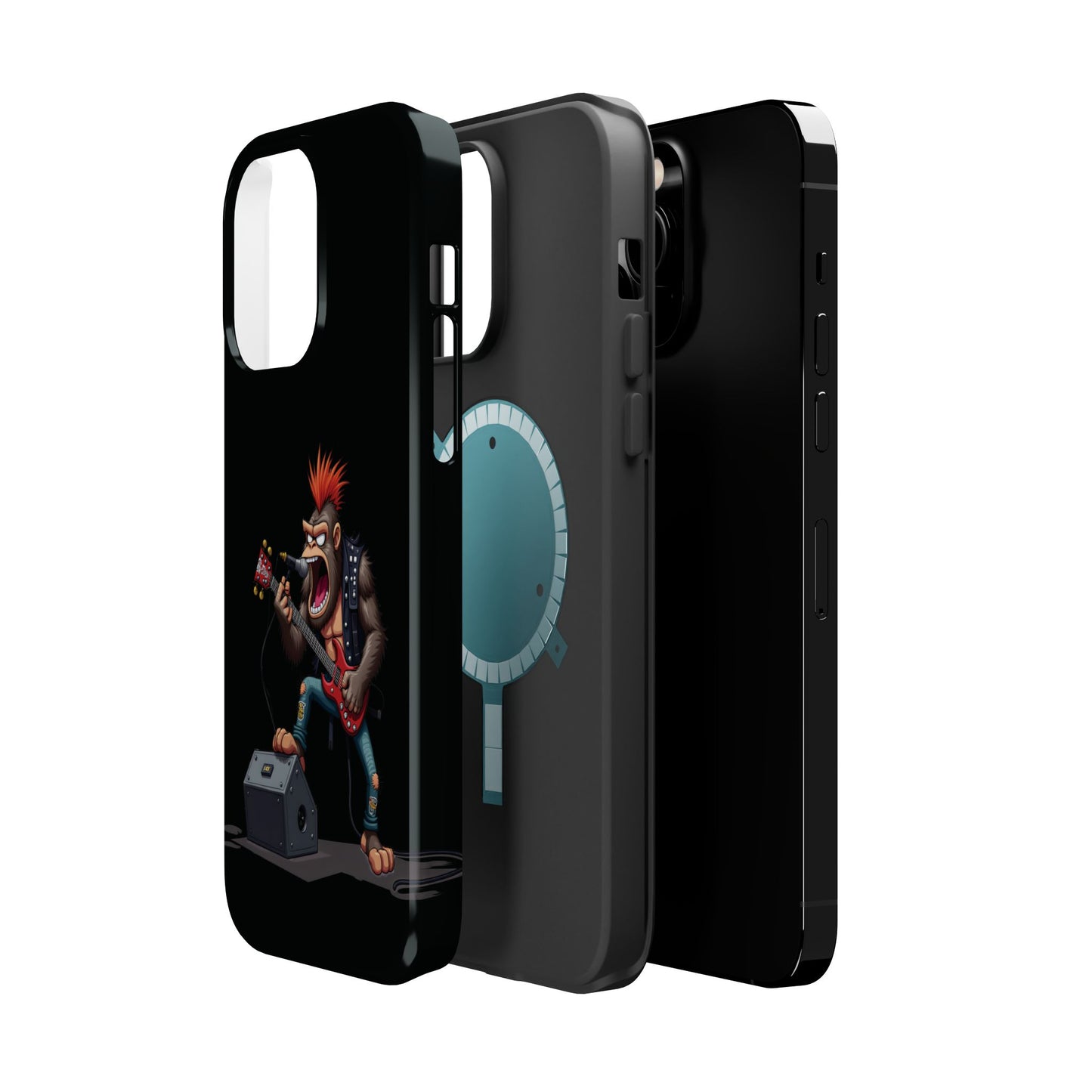 Punk Rock Gorilla iPhone Case - Funny Music Gift, Edgy Aesthetic, Animal Lover Gift