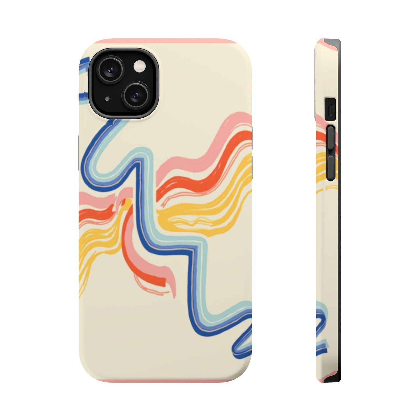 Retro Wave iPhone Case - Aesthetic Streamline Design, Trendy Gift Idea