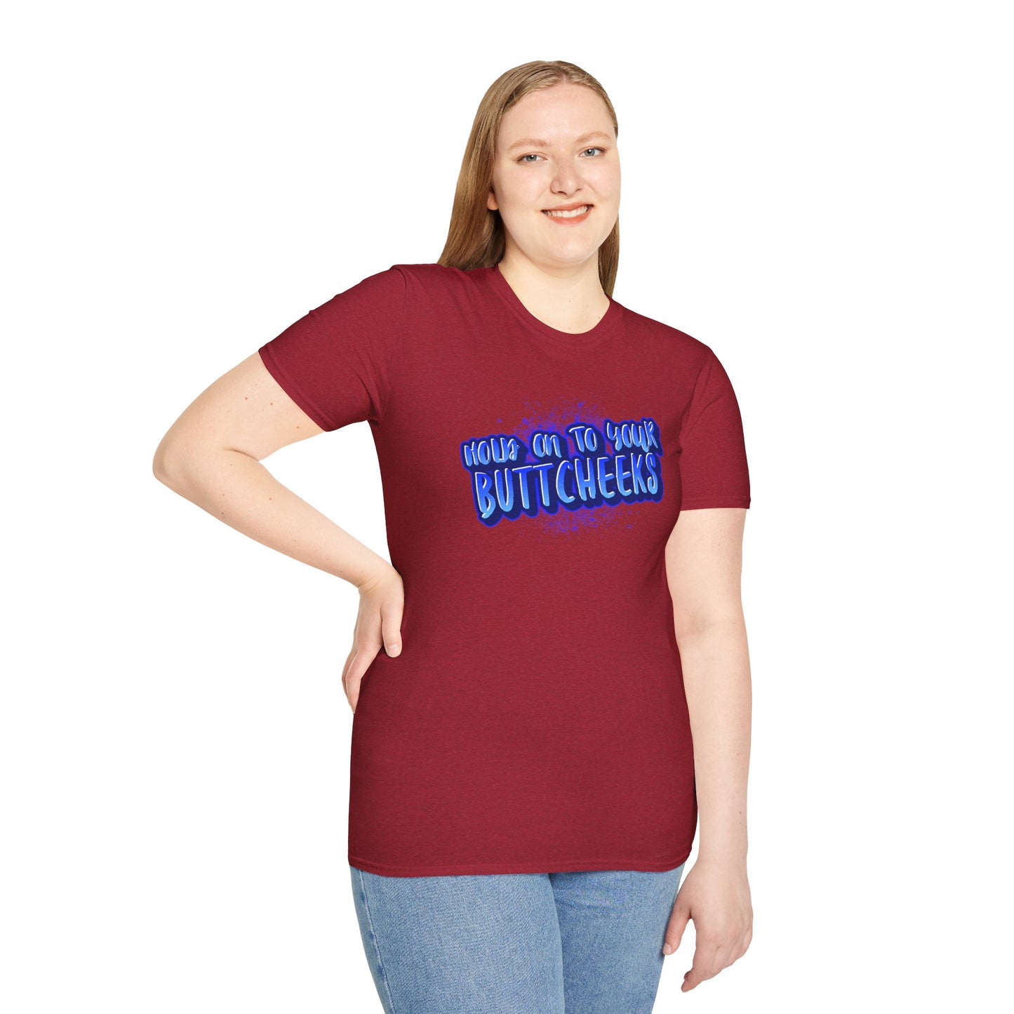 'Hold On To Your Buttcheeks' - Humorous Unisex Lightweight Cotton T-Shirt