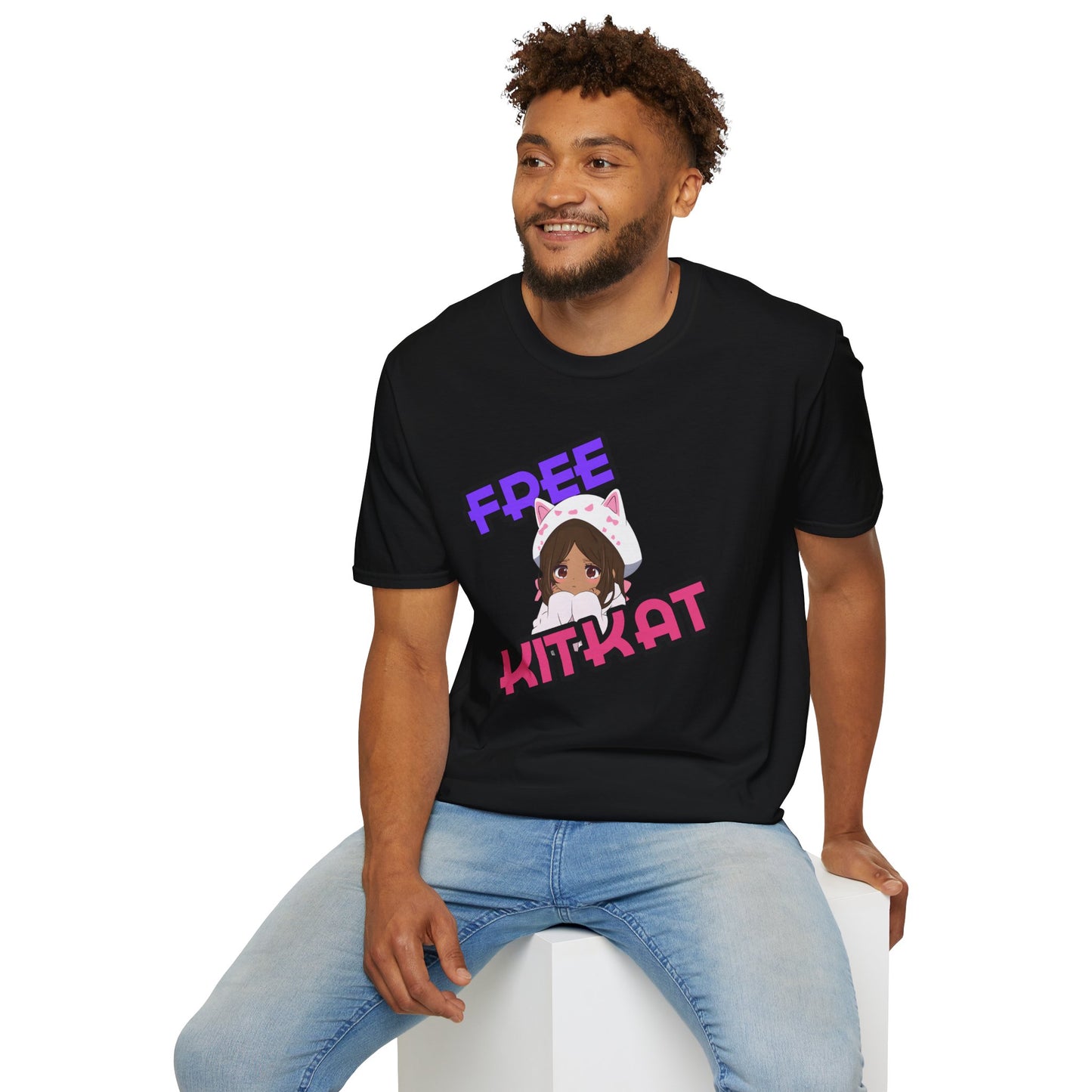 "Free KitKat" Anime Girl T-Shirt β Cute Kawaii Cat Hoodie Design