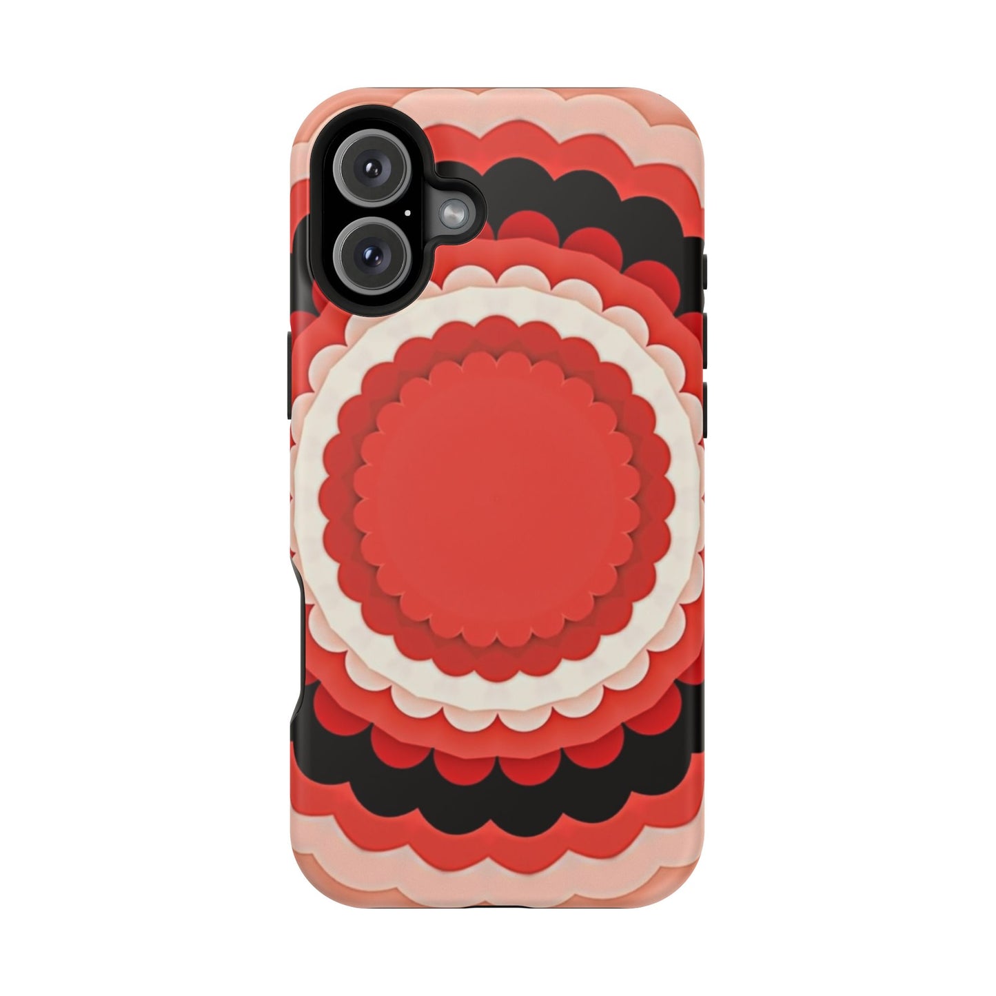 Red Floral iPhone Case - Bold Scalloped Design, Aesthetic Gift Idea