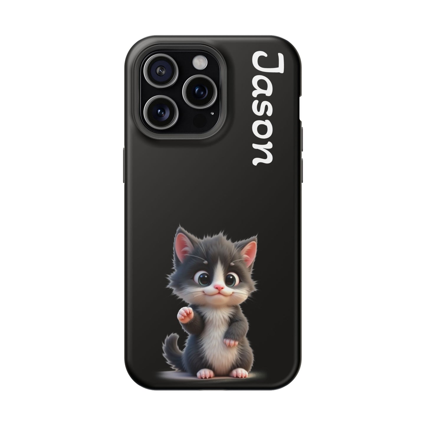 Personalized Kitten Phone Case - Custom Name Cat Lover Gift | Cute Black iPhone Cases for Women & Girls