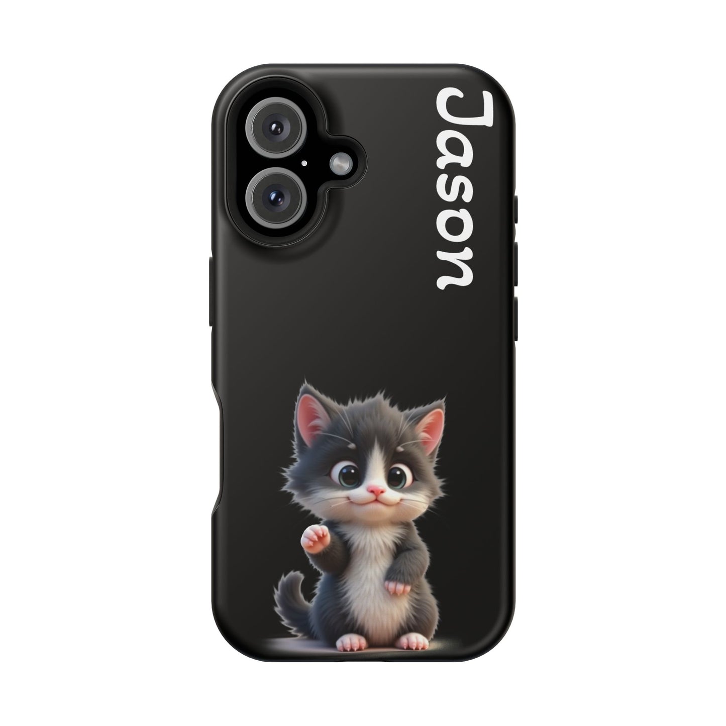 Personalized Kitten Phone Case - Custom Name Cat Lover Gift | Cute Black iPhone Cases for Women & Girls