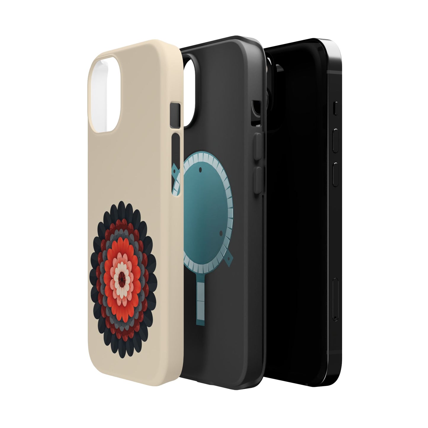 Red & Black Mandala iPhone Case - Bohemian Flower Design, Aesthetic Gift Idea