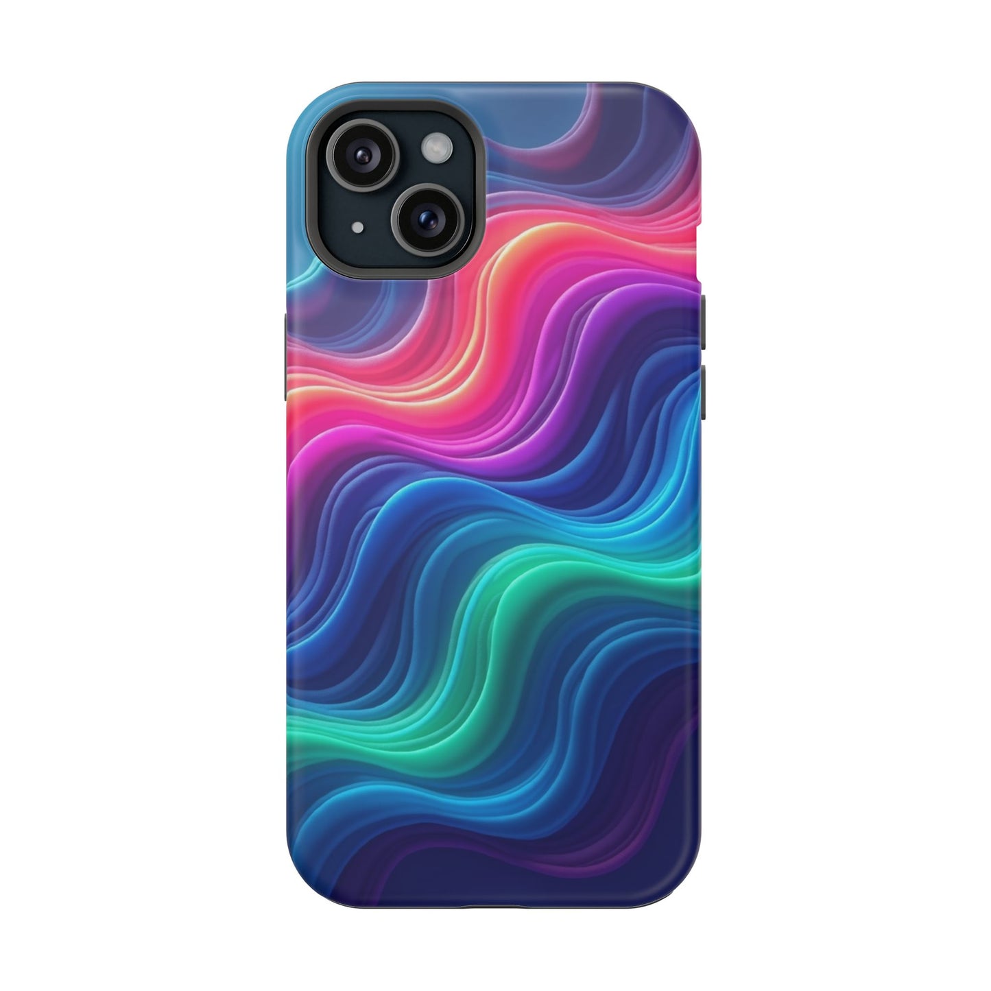 Neon Wave Phone Case - Aesthetic Glowing Design | iPhone 14-17 Cases | Trendy Gifts for Her, Rave Accessory