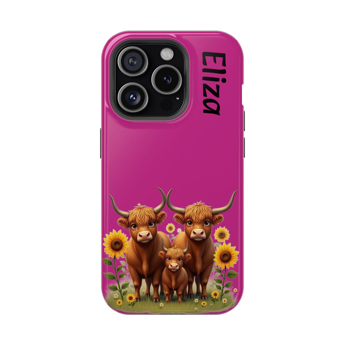 Highland Cow Phone Case - Personalized Custom Name | Cute Farm Animal Gift | iPhone Cases for Women & Girls