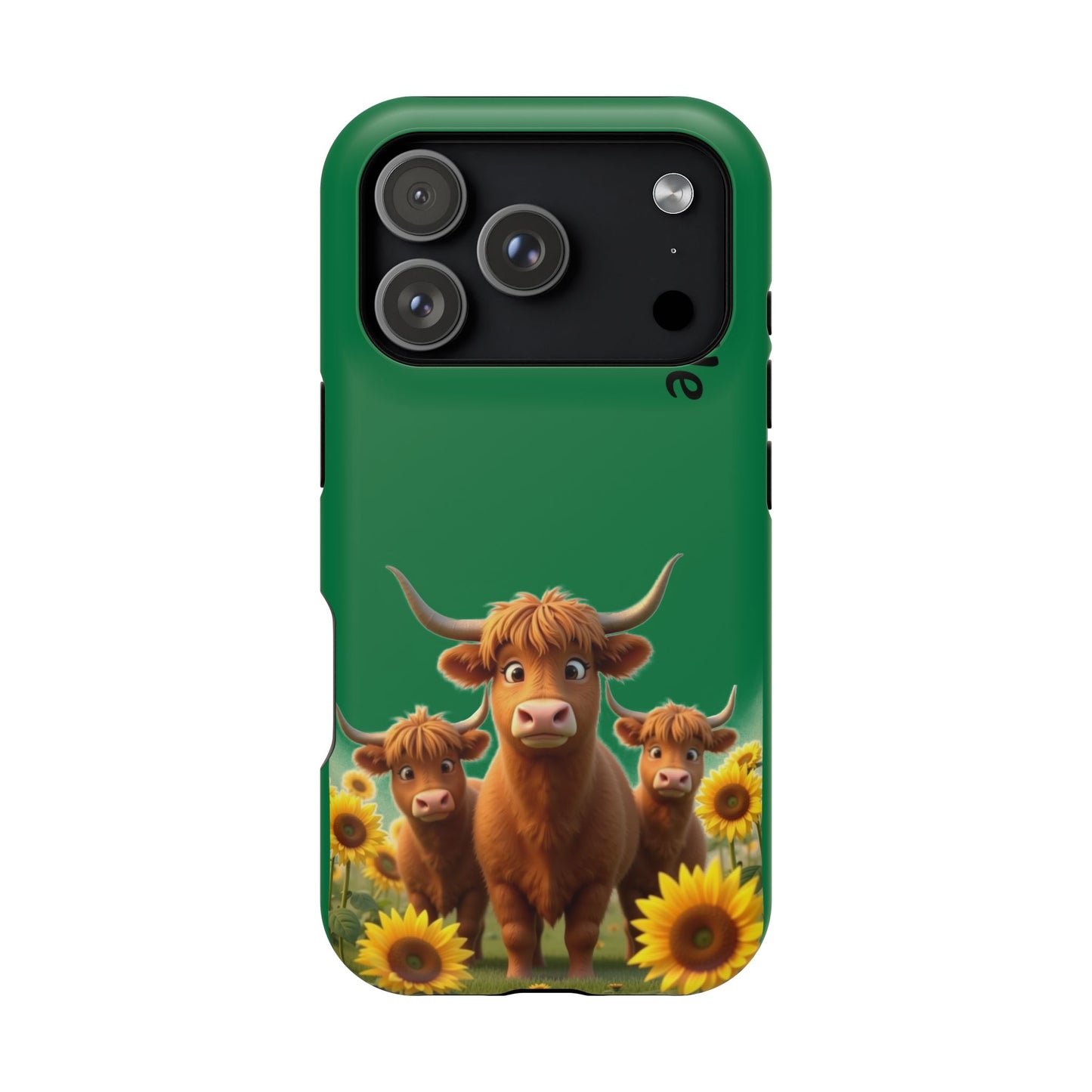 Personalized Highland Cow Phone Case - Custom Name Farm Animal Gift | Cute Green iPhone Cases for Women & Girls